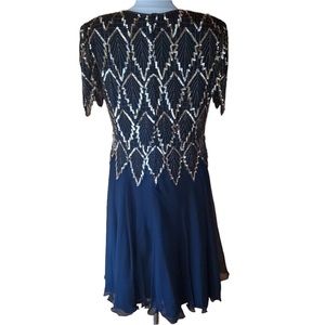 1980s Laurence Kazar Sequin &‎ Beaded Silk Cocktail
